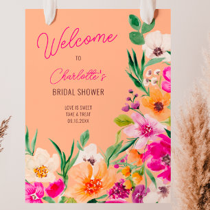 Bright bold wild flowers welcome bridal shower poster
