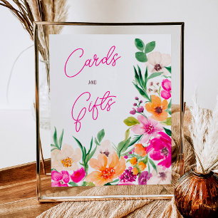 Bright bold wild flowers welcome bridal shower poster
