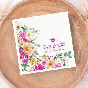 Bright bold wildflowers graduation napkin