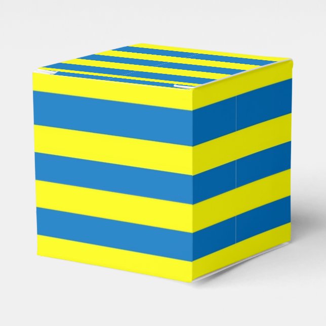 Bright Bold Yellow and Blue Striped Favour Box (Front Side)