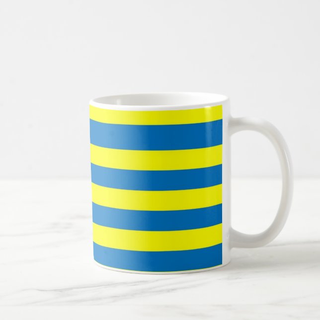 Bright Bold Yellow and Blue Stripes Coffee Mug (Right)