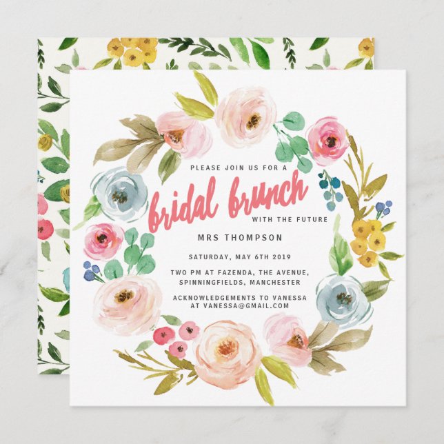 BRIGHT BOTANICAL BRIDAL BRUNCH INVITATION (Front/Back)