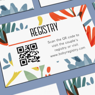 Bright Botanicals Baby Shower Registry QR code Enclosure Card