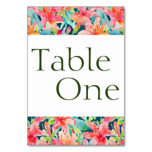 Bright Botanicals Floral Wedding Table Number