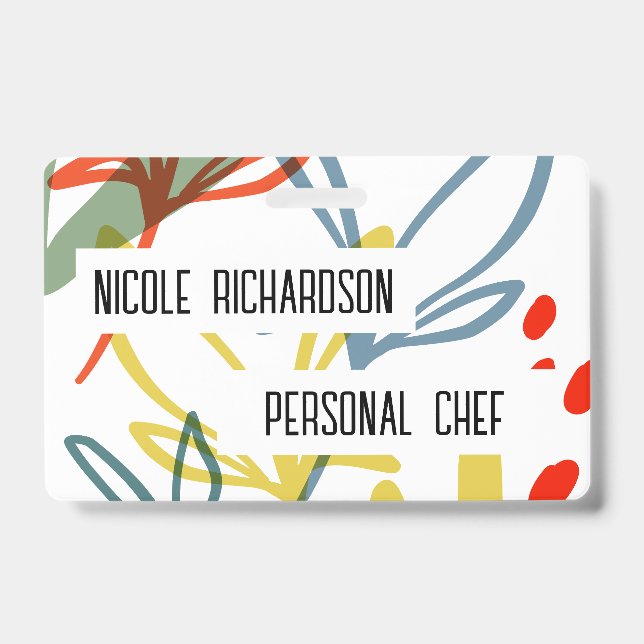 Bright botanicals Modern Trendy Name ID Badge (Front)
