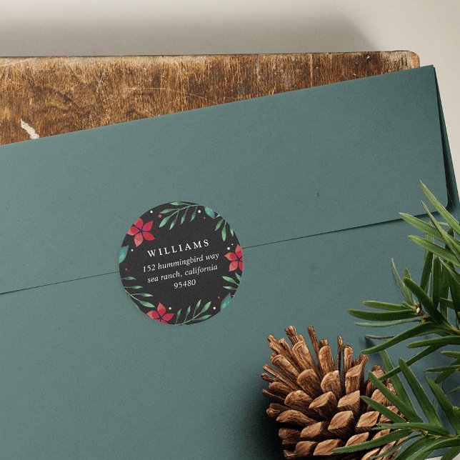 Bright Boughs | Christmas Holiday Return Address Classic Round Sticker (Creator Uploaded)