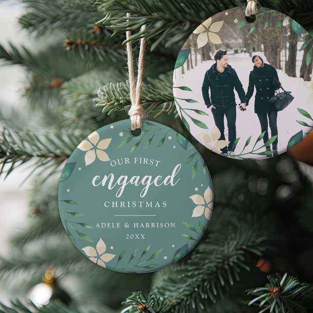 Bright Boughs | First Engaged Christmas Photo Ceramic Tree Decoration (Creator Uploaded)