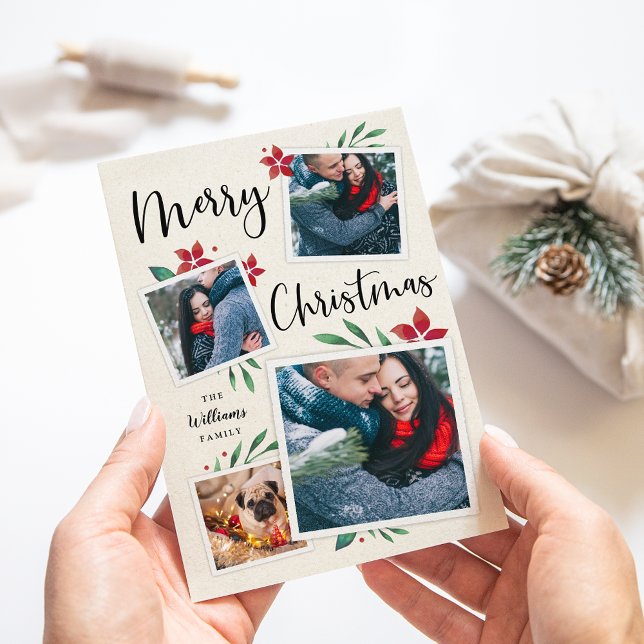 Bright Boughs | Multi Photo Collage Christmas Holiday Card (Creator Uploaded)