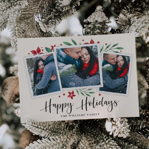 Bright Boughs   Three Photo Holiday Card