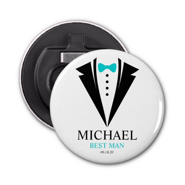 Bright Bow Tie Tuxedo "Best Man" Personalised Bottle Opener (Front)