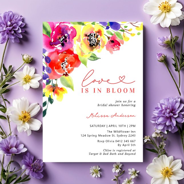 Bright Bright Flowers Love in Bloom Bridal Shower Invitation (Creator Uploaded)