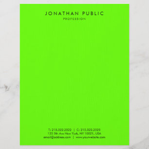 Bright Brilliant Neon Green Modern Simple Template Custom Letterhead
