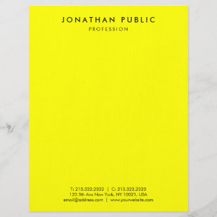 Bright Brilliant Neon Yellow Modern Simple Design Custom Letterhead