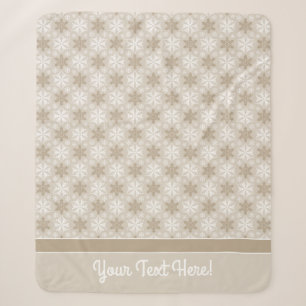 Bright Brown Tan Winter White Snowflake Pattern Sherpa Blanket