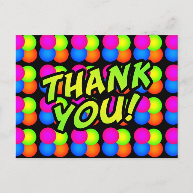 Bright Bubbles Birthday Thank you! Postcards (Front)