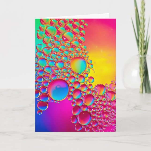 Bright Bubbles Liquid Art Blank Card (Front)