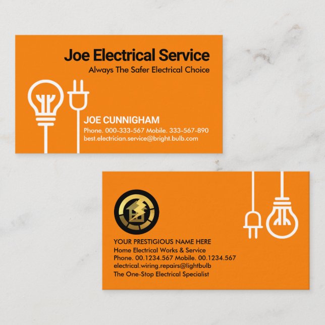 Bright Bulb Electric Power Plug Business Card (Front/Back)