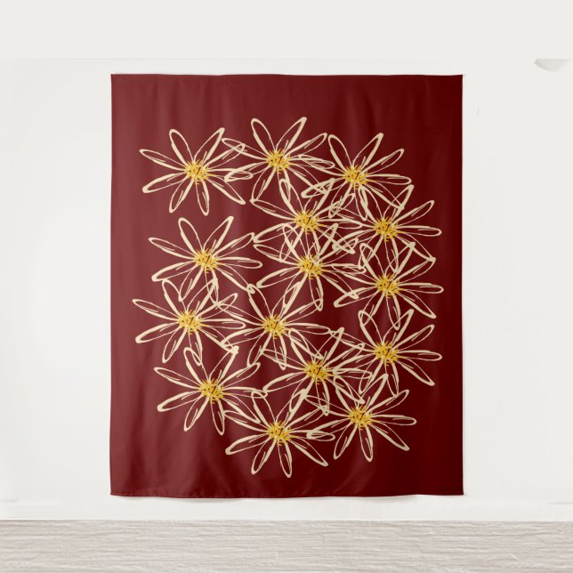Bright  Burgundy Red Floral Tapestry (Front)