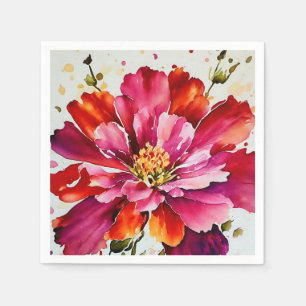 Bright burst magenta watercolor flower napkins