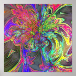 Bright Burst of Colour – Salmon & Indigo Deva Poster