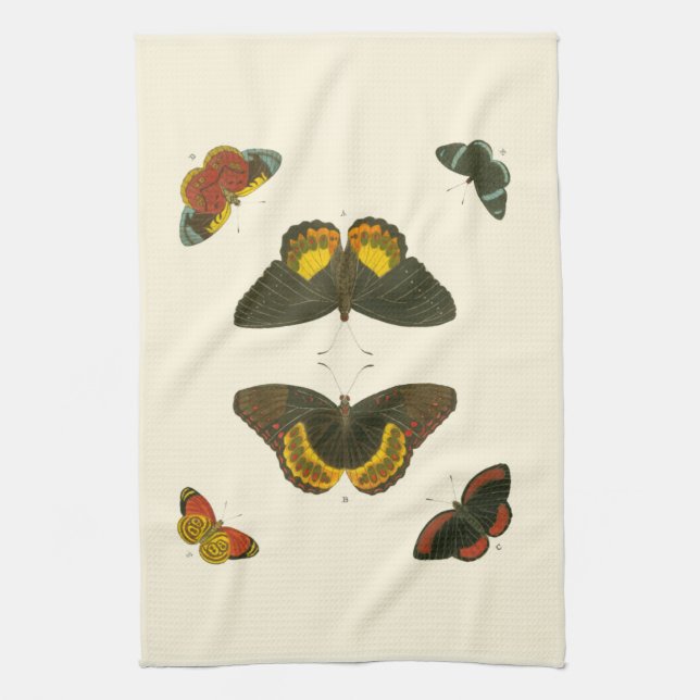 Bright Butterflies by Pieter Cramer Tea Towel (Vertical)