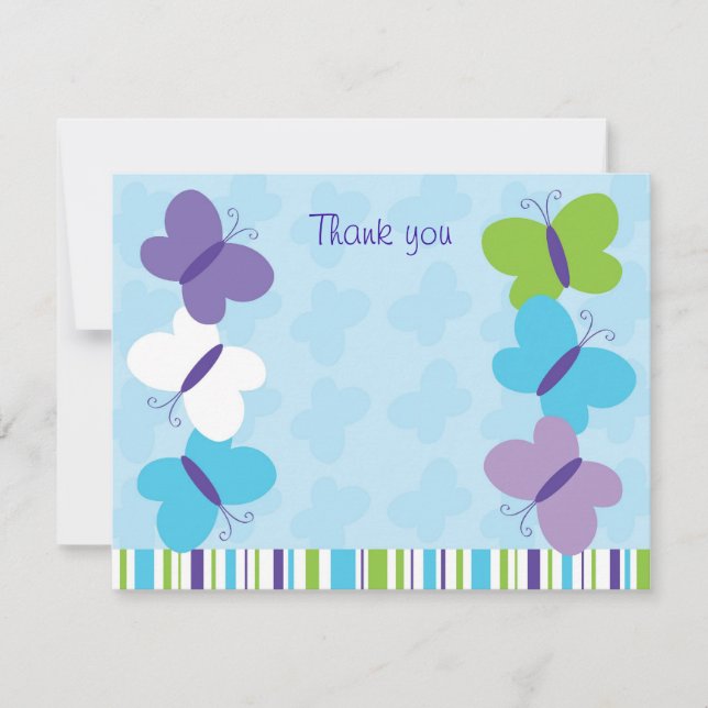 Bright Butterfly Flat Thank You Note Cards (Front)