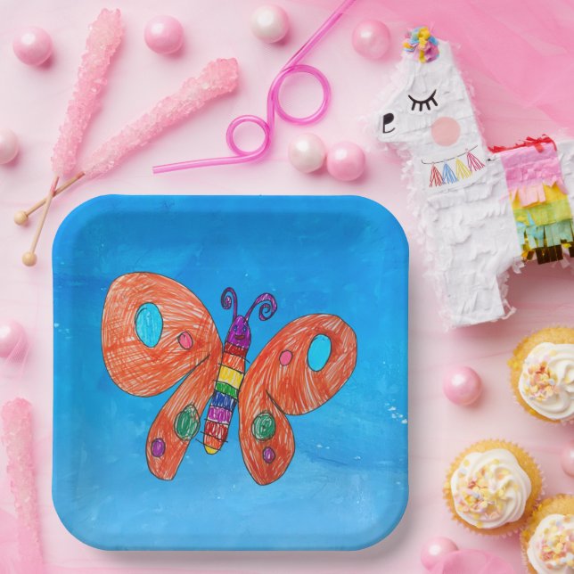 Bright Butterfly Paper Plate (Party)