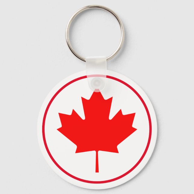 Bright Canadian Maple Leaf Canada Day Red White Key Ring (Front)