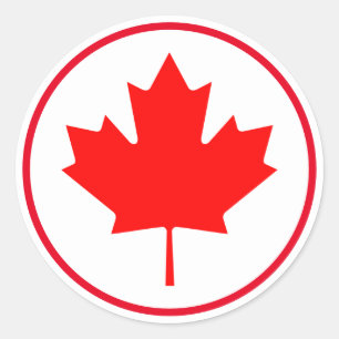 Bright Canadian Maple Leaf Canada Red White Classic Round Sticker