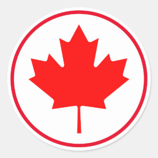 Bright Canadian Maple Leaf Canada Red White Classic Round Sticker