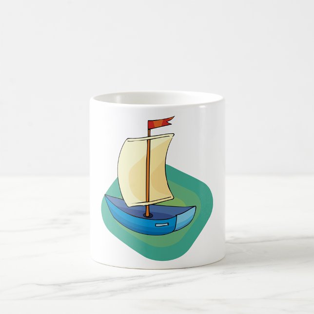 Bright Cartoon Boat with Sail Fun Nautical Coffee Mug (Creator Uploaded)