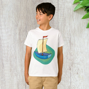 Bright Cartoon Boat with Sail Fun Nautical T-Shirt