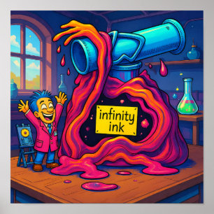 Bright Cartoon Scientist Wall Art Print