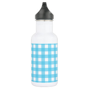 Bright cerulean blue gingham 532 ml water bottle