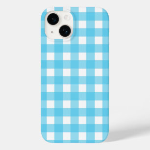 Bright cerulean blue gingham  Case-Mate iPhone 14 case
