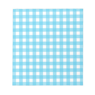 Bright cerulean blue gingham notepad