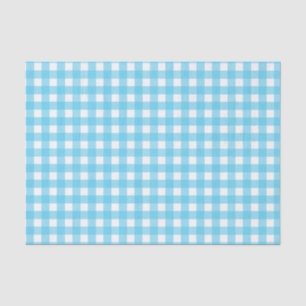 Bright cerulean blue gingham tissue paper