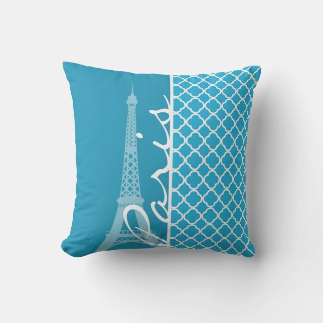 Bright Cerulean Quatrefoil Cushion (Front)