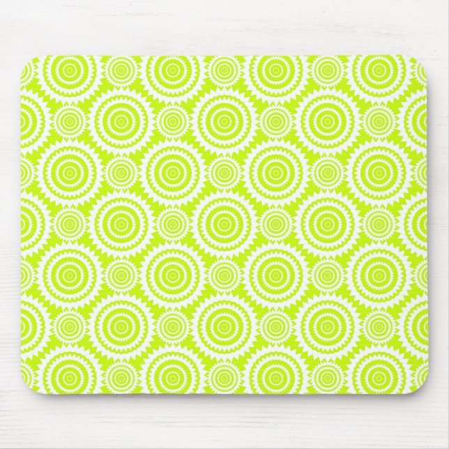 Bright Chartreuse Day Glow Geometric Pattern Mouse Pad (Front)