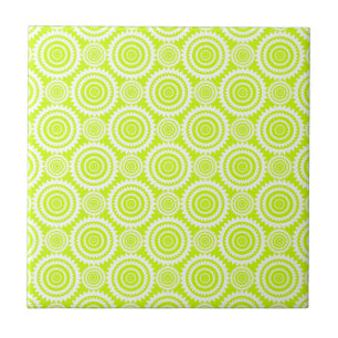 Bright Chartreuse Day Glow Geometric Pattern Tile
