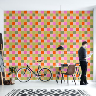 Bright checks retro groove wallpaper