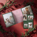 Bright Cheer Minimal Modern Wavy Photo Collage Tri-Fold Holiday Card<br><div class="desc">Celebrate the season with our "Bright Cheer" tri-fold family photo collage holiday card, a perfect blend of minimal modern retro style. This design, in green and pink, features a chic wavy retro border that encapsulates the spirit of nostalgia and joy. The pairing of modern script and serif text adds a...</div>