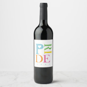 BRIGHT CHEERFUL COLOURFUL FUN PRIDE TYPOGRAPHY WINE LABEL