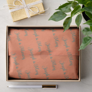 Bright Cheerful Coral Teal Script Summer Wedding Tissue Paper