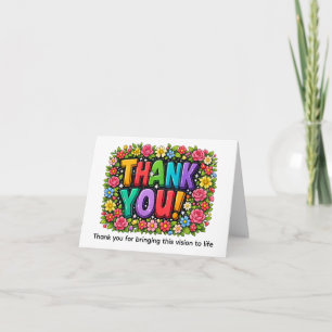 Bright & Cheerful Floral Thank You Card with Colou