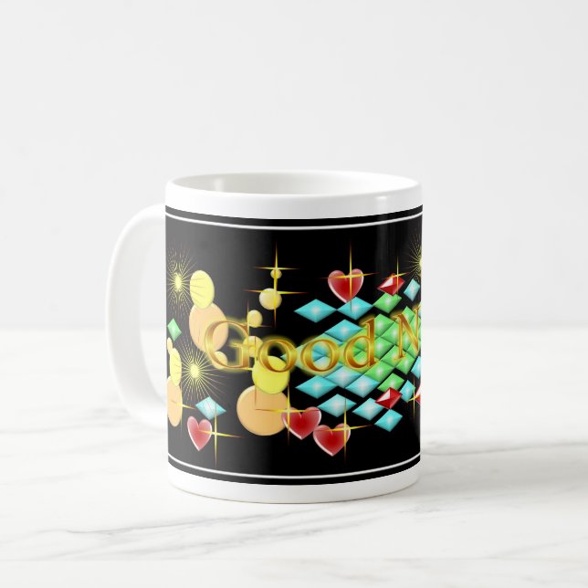 Bright, Cheerful Good Night Coffee Mug (Front Left)