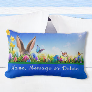 Bright Cheerful Personalised Easter Lumbar Pillow