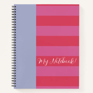 Bright Cheerful pink and ice blue striped design Notebook