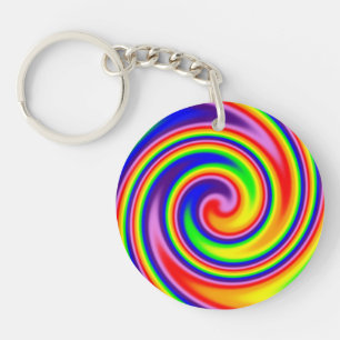 Bright Cheerful Rainbow Colours Soft Focus Spiral Key Ring