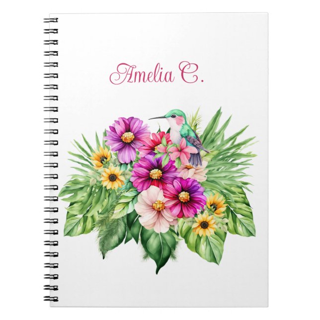 Bright Cheerful Sunflowers & Tropical  Notebook (Front)